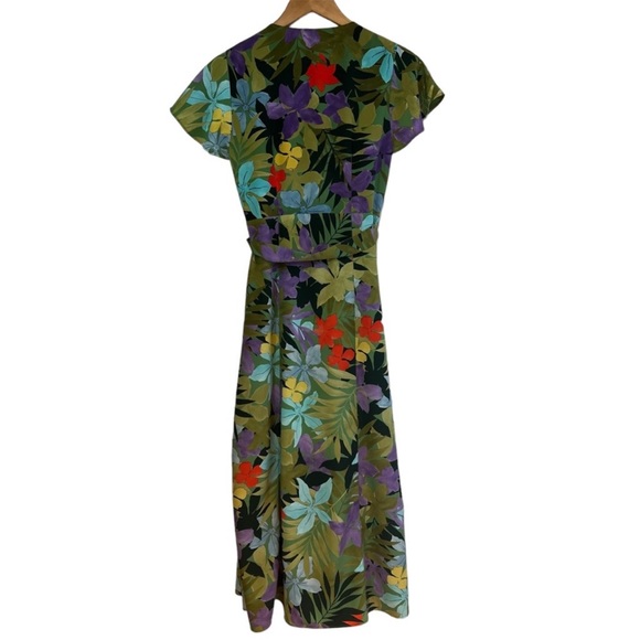 Mango tropical Floral Print Wrap midi Dress size M like new condition - Picture 9 of 12